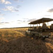 Open sided safari land cruiser in Tanzania