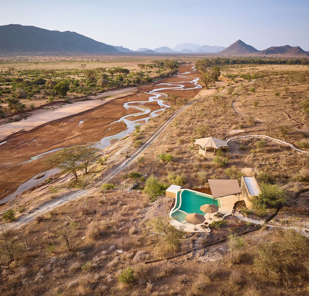 urana aerila view with meandering river Ewaso nyiro.