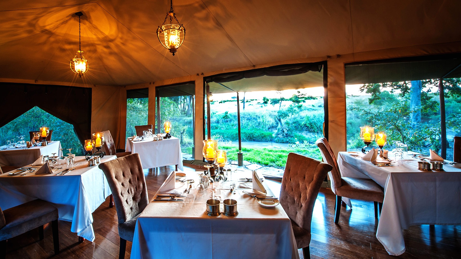 Dining at Elewana Sand River, Masai Mara